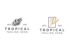 modelo de design de logotipo de folha tropical exótica e luxuosa. vetor