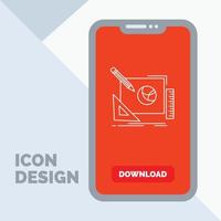 logotipo. Projeto. criativo. idéia. ícone de linha de processo de design no celular para página de download vetor