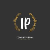 ip inicial caligrafia e design de logotipo de assinatura com círculo. logotipo manuscrito de design bonito para moda, equipe, casamento, logotipo de luxo. vetor