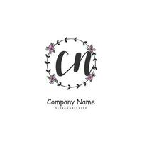 cn caligrafia inicial e design de logotipo de assinatura com círculo. logotipo manuscrito de design bonito para moda, equipe, casamento, logotipo de luxo. vetor