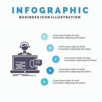 Apoio, suporte. bater papo. cliente. serviço. ajudar o modelo de infográficos para site e apresentação. ícone de glifo cinza com ilustração em vetor estilo infográfico azul.