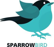 pássaro preto e azul isolado com design de logotipo de asas expandidas. ícone abstrato do design do logotipo do pássaro pardal. vetor