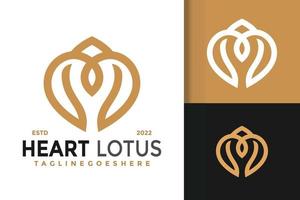 design de logotipo de lótus de coração elegante, vetor de logotipos de identidade de marca, logotipo moderno, modelo de ilustração vetorial de designs de logotipo
