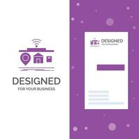 logotipo de negócios para iot. aparelhos. Internet. do. coisas. modelo de cartão de .visiting de negócios roxo vertical. ilustração vetorial de fundo criativo vetor