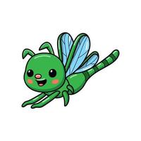 bonito desenho de libélula verde vetor