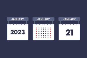 2023 design de calendário ícone de 21 de janeiro. Agenda de 21 de janeiro, compromisso, conceito de data importante. vetor