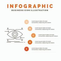 atenção. olho. foco. Procurando. modelo de infográficos de visão para site e apresentação. ícone de linha cinza com ilustração vetorial de estilo infográfico laranja vetor