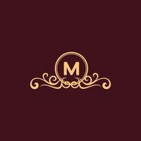 letra m ornamento logotipo de monograma de luxo vetor