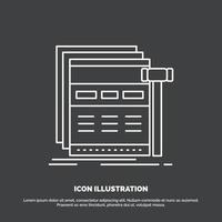 Internet. página. rede. página da Internet. ícone de wireframe. símbolo de vetor de linha para ui e ux. site ou aplicativo móvel