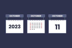 2023 design de calendário ícone de 11 de outubro. Agenda de 11 de outubro, compromisso, conceito de data importante. vetor