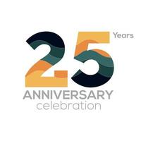 design de logotipo de 25º aniversário, modelo de vetor de ícone número 25. paletas de cores minimalistas