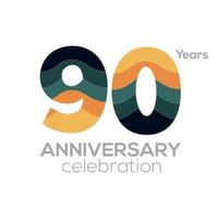 design de logotipo de 90º aniversário, modelo de vetor de ícone número 90. paletas de cores minimalistas