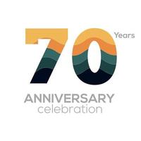 design do logotipo do 70º aniversário, modelo de vetor de ícone número 70. paletas de cores minimalistas