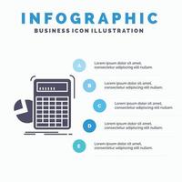 calculadora. Cálculo. matemática. progresso. modelo de infográficos gráfico para site e apresentação. ícone de glifo cinza com ilustração em vetor estilo infográfico azul.