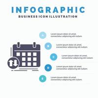 cronograma. Aulas. calendário. compromisso. modelo de infográficos de evento para site e apresentação. ícone de glifo cinza com ilustração em vetor estilo infográfico azul.