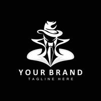 design de logotipo da máfia, ícone de terno de smoking, empresário de vetor, detetive de logotipo, etiqueta de marca vetor
