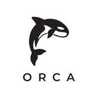 design criativo de logotipo de modelo animal baleia orca preta simples. animal subaquático assassino. logotipo para negócios, identidade e branding. vetor