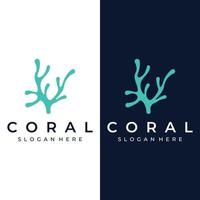 belo design criativo de logotipo de recife de coral natural subaquático colorido bonito. recifes de coral para habitat de peixes. vetor