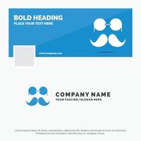 modelo de logotipo de negócios azul para bigode. hipster. moveleiro. óculos. homens. design de banner de linha do tempo do facebook. ilustração de fundo vector web banner