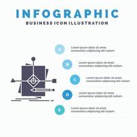 algoritmo. o negócio. predição. padronizar. plano de modelo de infográficos para site e apresentação. ícone de glifo cinza com ilustração em vetor estilo infográfico azul.