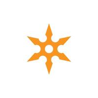 eps10 laranja vector ninja shuriken jogando ícone abstrato estrela isolado no fundo branco. símbolo de shuriken de metal em um estilo moderno simples e moderno para o design do seu site, logotipo e aplicativo móvel