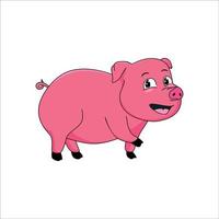 ilustração de design dos desenhos animados de porco. ícone, sinal e símbolo do animal de fazenda bonito. vetor