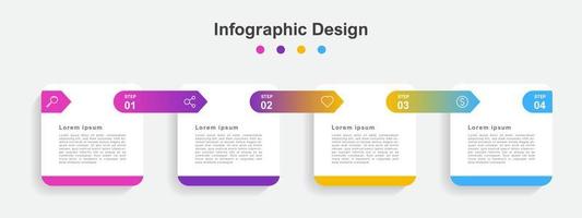 modelo de infográfico de negócios abstrato colorido de quatro etapas vetor