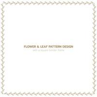 design de padrão de folha e flor com uma moldura de borda quadrada vetor