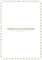 design de padrão de folha e flor com uma moldura de borda retangular vetor