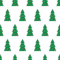 padrão sem emenda de natal com árvores de natal verdes com brinquedos coloridos, bolas e guirlandas. ilustração vetorial vetor