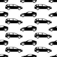 padrão sem emenda com carros pretos sobre fundo branco. ilustração vetorial. vetor