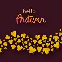fundo de outono com folhas amarelas maple e lugar para texto. design de cartão para banner ou pôster da temporada de outono. ilustração vetorial vetor