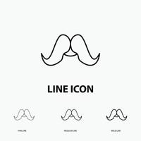 bigode. hipster. moveleiro. macho. ícone de homens finos. estilo de linha regular e ousado. ilustração vetorial vetor