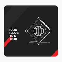 fundo de apresentação criativa vermelho e preto para iot. Internet. coisas. do. ícone de linha global vetor