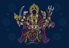Deusa Durga Line Art vetor