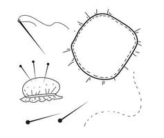 vetor doodle mão desenhada conjunto de remendos de pano de costura.