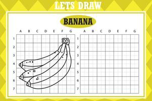 desenhe uma banana fofa. planilha de cópia de grade. jogo educativo para crianças. atividade de desenho para crianças e crianças. planilha de prática de desenho de férias vetoriais. vetor