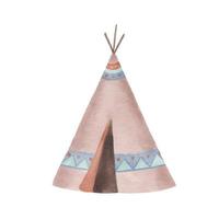 wigwam de ilustração desenhada à mão em aquarela. ilustração infantil fofa isolada no fundo branco vetor