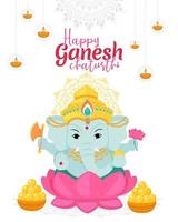 saudações felizes ganesh chaturthi. design para banner de férias ou pôster. festas tradicionais indianas. ilustração vetorial isolada no fundo branco. vetor