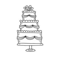 vetor de desenhos animados de doodle de bolo de casamento
