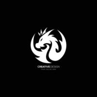logotipo de monograma de forma de círculo criativo de dragão vetor