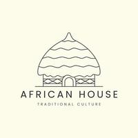 casa africana tradicional com design de modelo de ícone de ilustração vetorial de logotipo de estilo de arte de linha vetor
