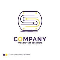 design de logotipo de nome da empresa para seta de negócios. conceito. convergência. Combine. tom. design de marca roxa e amarela com lugar para slogan. modelo de logotipo criativo para pequenas e grandes empresas. vetor