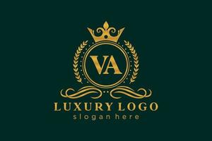 inicial va carta modelo de logotipo de luxo real em arte vetorial para restaurante, realeza, boutique, café, hotel, heráldica, joias, moda e outras ilustrações vetoriais. vetor