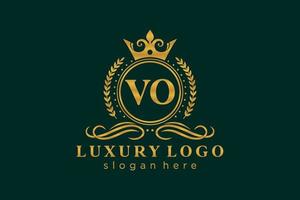 inicial vo carta modelo de logotipo de luxo real em arte vetorial para restaurante, realeza, boutique, café, hotel, heráldica, joias, moda e outras ilustrações vetoriais. vetor