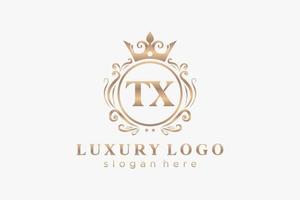 modelo de logotipo de luxo real de carta tx inicial em arte vetorial para restaurante, realeza, boutique, café, hotel, heráldica, joias, moda e outras ilustrações vetoriais. vetor