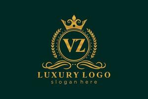 inicial vz carta modelo de logotipo de luxo real em arte vetorial para restaurante, realeza, boutique, café, hotel, heráldica, joias, moda e outras ilustrações vetoriais. vetor