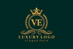 inicial ve carta modelo de logotipo de luxo real em arte vetorial para restaurante, realeza, boutique, café, hotel, heráldica, joias, moda e outras ilustrações vetoriais. vetor