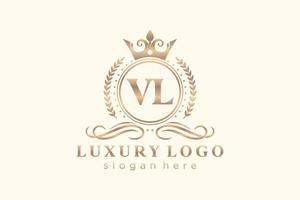 modelo de logotipo de luxo real carta vl inicial em arte vetorial para restaurante, realeza, boutique, café, hotel, heráldica, joias, moda e outras ilustrações vetoriais. vetor