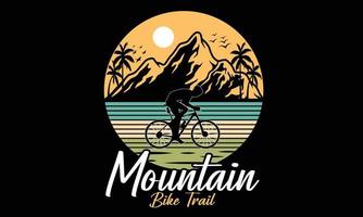 ilustração de design de t-shirt de trilha de bicicleta de montanha. vetor